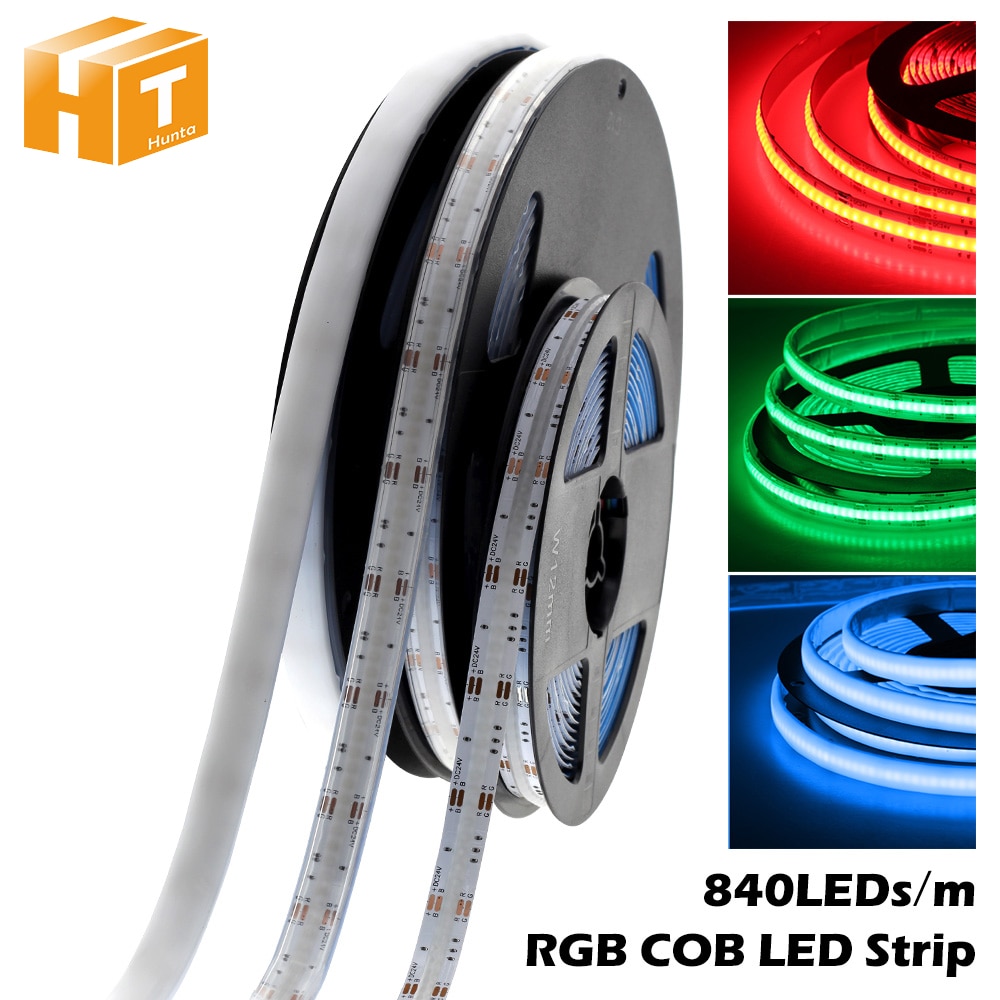 RGB COB LED Ʈ 840 LEDs 10mm DC12V 24V, е..